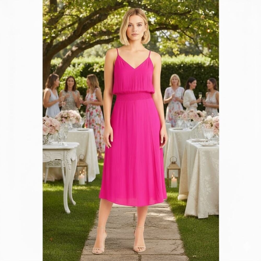 Rotate Birger Christensen Strappy Back Midi Dress 2 Pink